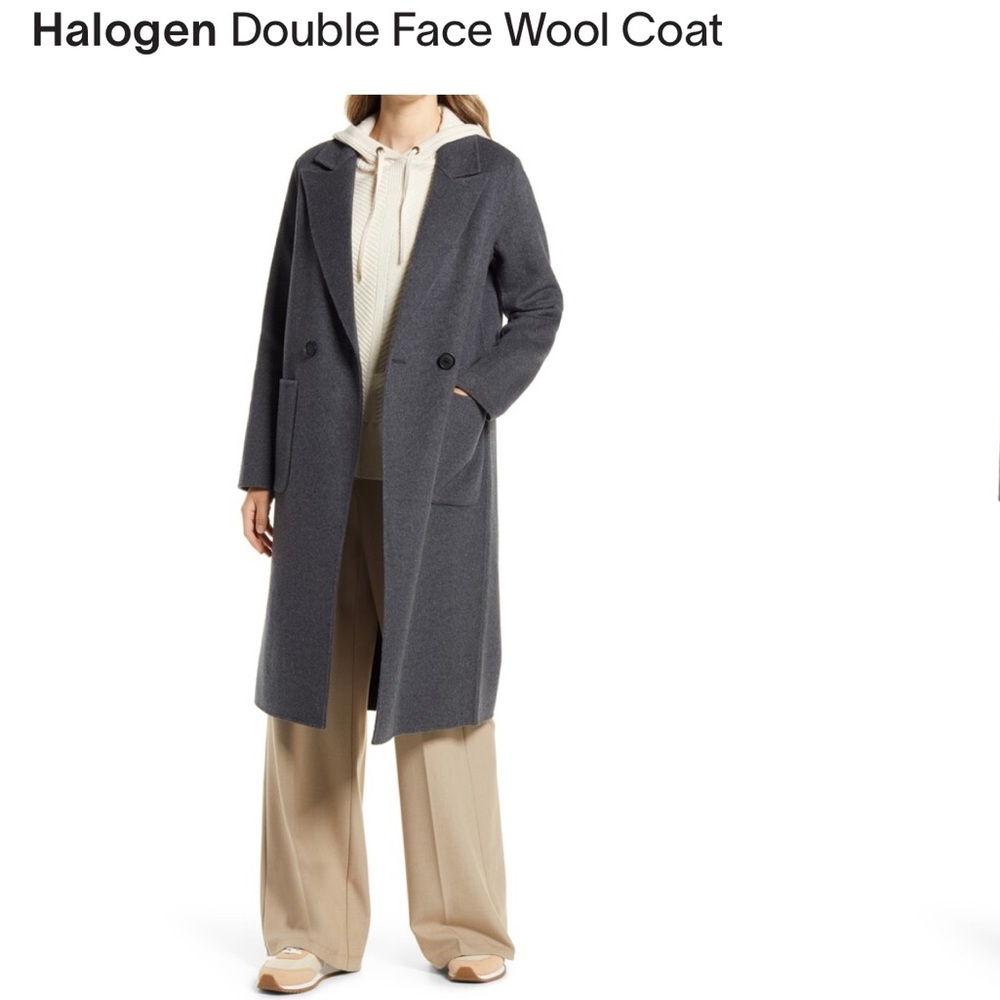 Nordstrom Halogen Long Wool Coat Size Small